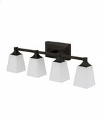 27"W 4-Light LED Bath Vanity Light Fixture Oil Rubbed Bronze Finish with Square Glass Shades