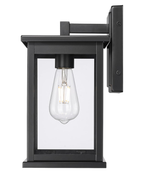 11"H Bowton II Outdoor Wall Light - Dusk to Dawn Matte Black Finish with Glass Shade by Millennium Lighting